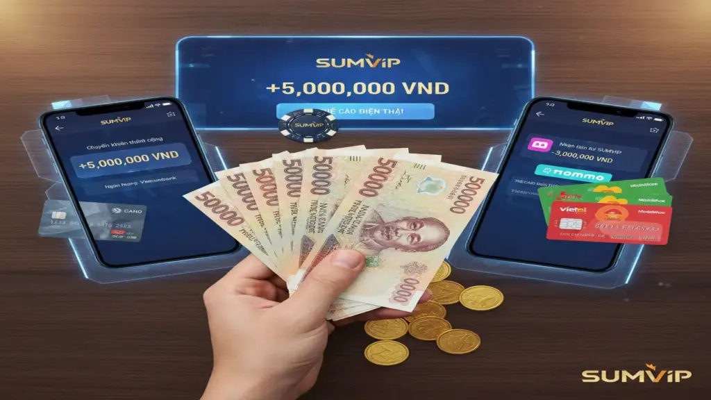 Rút tiền (Ngân Hàng, Ví Điện Tử, Thẻ Điện Thoại) Sumvip